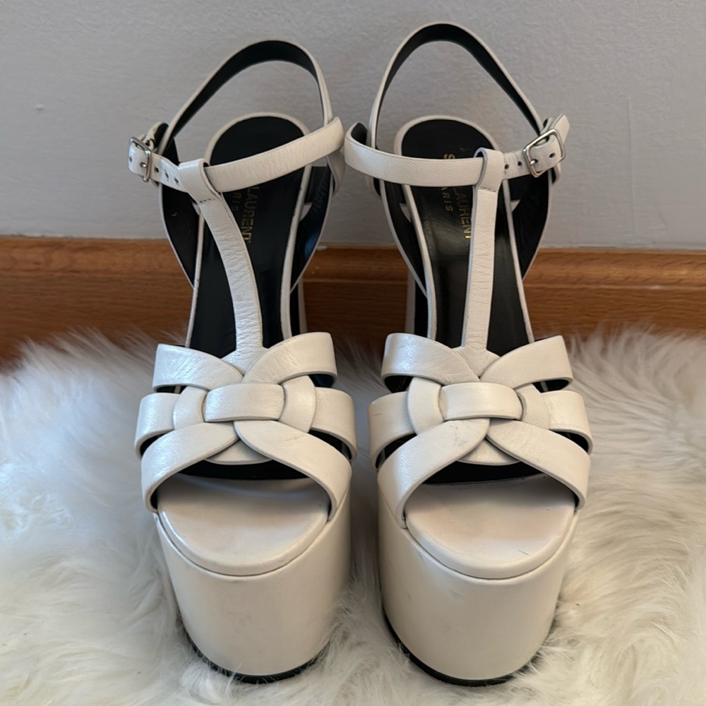 Saint Laurent Tribute platform Sandals heels Off White 40